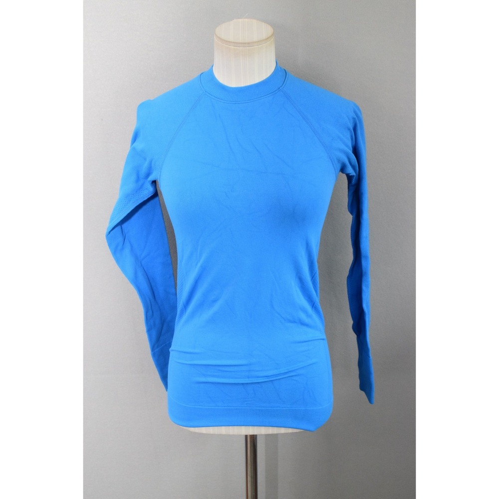 Halfdays Johnsons Top Small Blue Long Sleeve Womens Ski Top Ribbed Sleeves